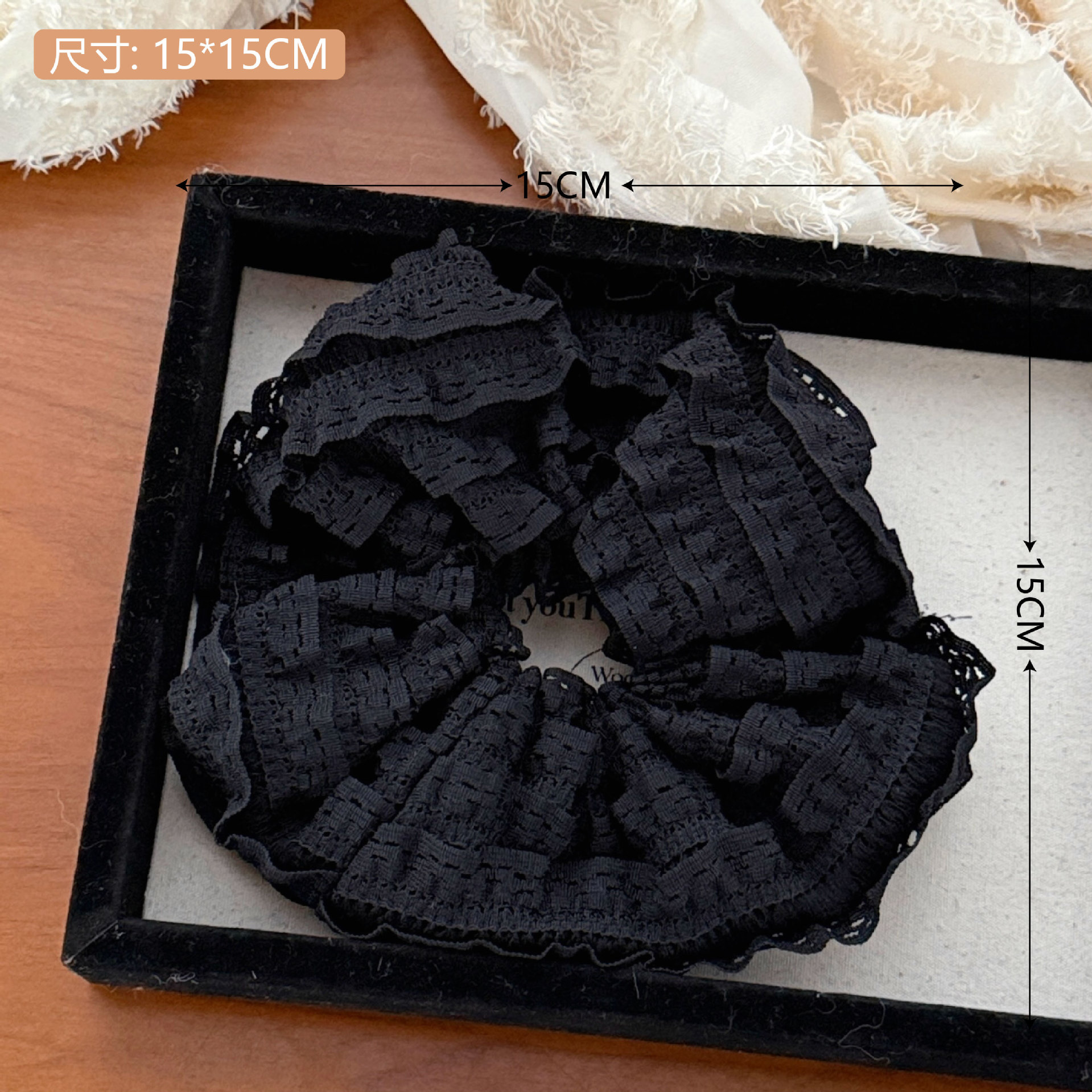 Inswind de alto valor facial anillo de cabello intestinal gran rosca de encaje de flores rotas cabeza de corda de cabello de niña corda de cabello universal retro corda de cabello