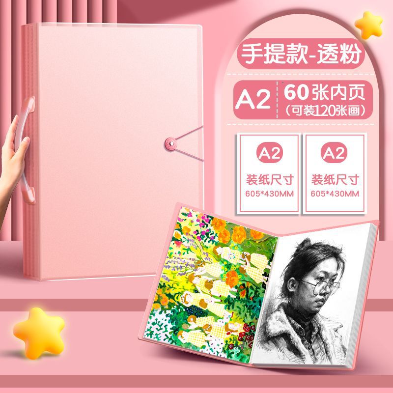 투명핑크-[A2 특대형 모델] 120매 수납 가능