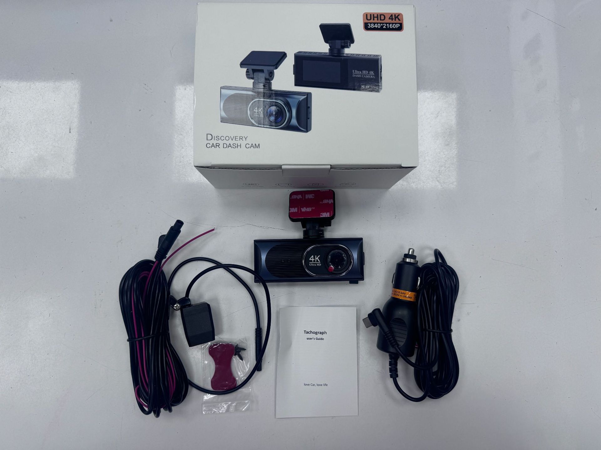 Cross-Border New Model Dash Cam with High-Definition 4K Front and Rear Dual Recording, Mobile Phone Wf Connectivity, Gps Driving Trajectory, In-Car Dvr