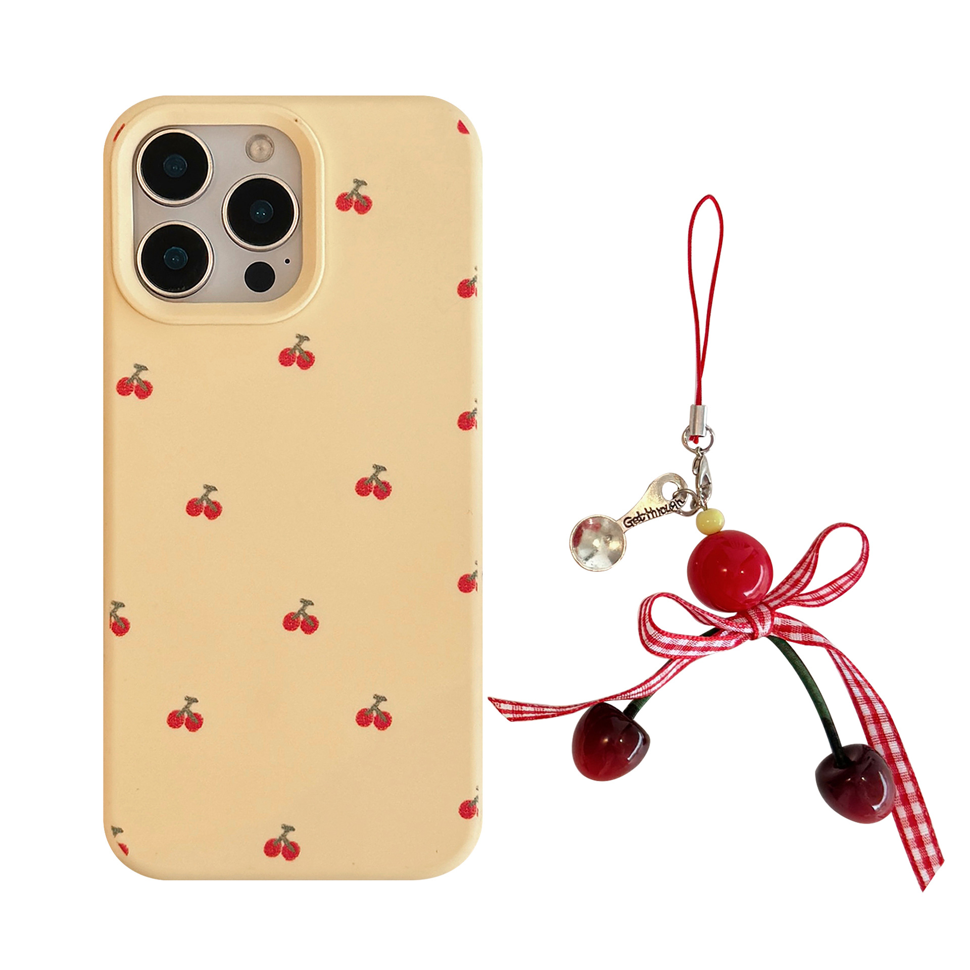 Schutzhülle für iPhone 17, 16, 15, 14, 13, 12, 11 Pro, Promax, Plusins, mit kleinem Kirschanhänger, süßes Design für Mädchen, iPhone 14, All-Inclusive-Hülle für iPhone 13_voghion.com