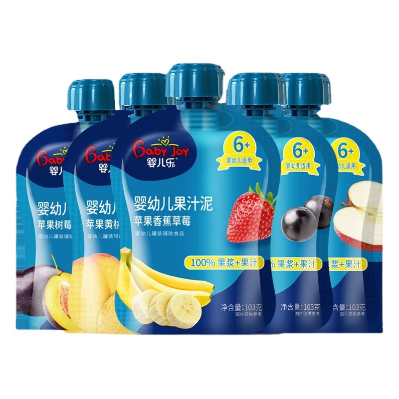 Детское музыкальное соковое пюре Яблоко Малина Чернослив пюре 103 г Baby Детское питание добавка Baby