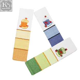 Cross-border wholesale foreign trade for heavy weight thick absorbent creative embroidered cotton tea towel tea cloth cup towel