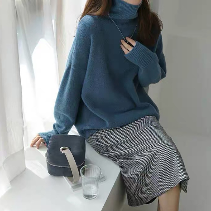 高领毛衣女款高端日韩简约纯色套头打底衫2025高级感针织衫|undefined