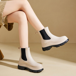 Cross-border Ladies Adult New Martin Rain Boots Thick Bottom Plastic Waterproof Non-slip Outdoor Work Shoes Kitchen Overshoes