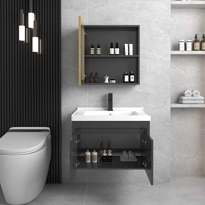 gabinete de baño de aluminio espacial tipo pared tipo lavabo cerámico pequeño tipo hogar lavabo integrado lavabo pequeño lavabo combinación de gabinete lavabo