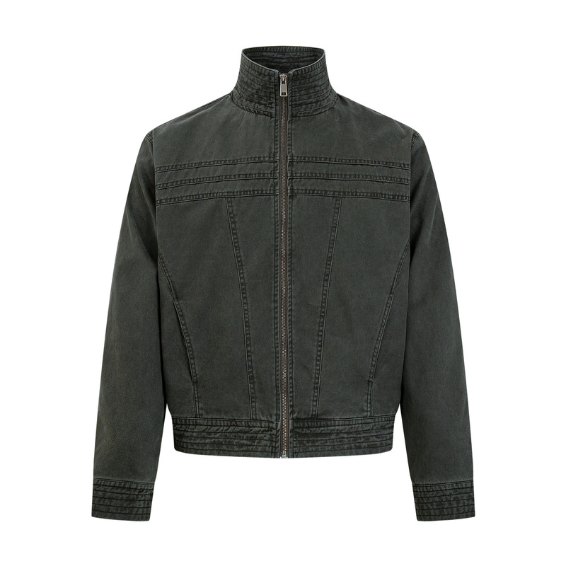 Zongchi Clothing: American retro-style, trendy, and uniquely designed distressed workwear jacket, a versatile autumn outerwear piece for both men and women