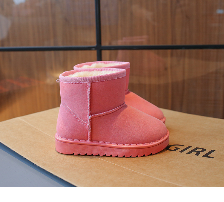 Winter New Children's Shoes Children's 1-16 Year Old Solid Soft Sole Snow Boots Girls' One Step Plush Warm Cotton Shoes_voghion.com