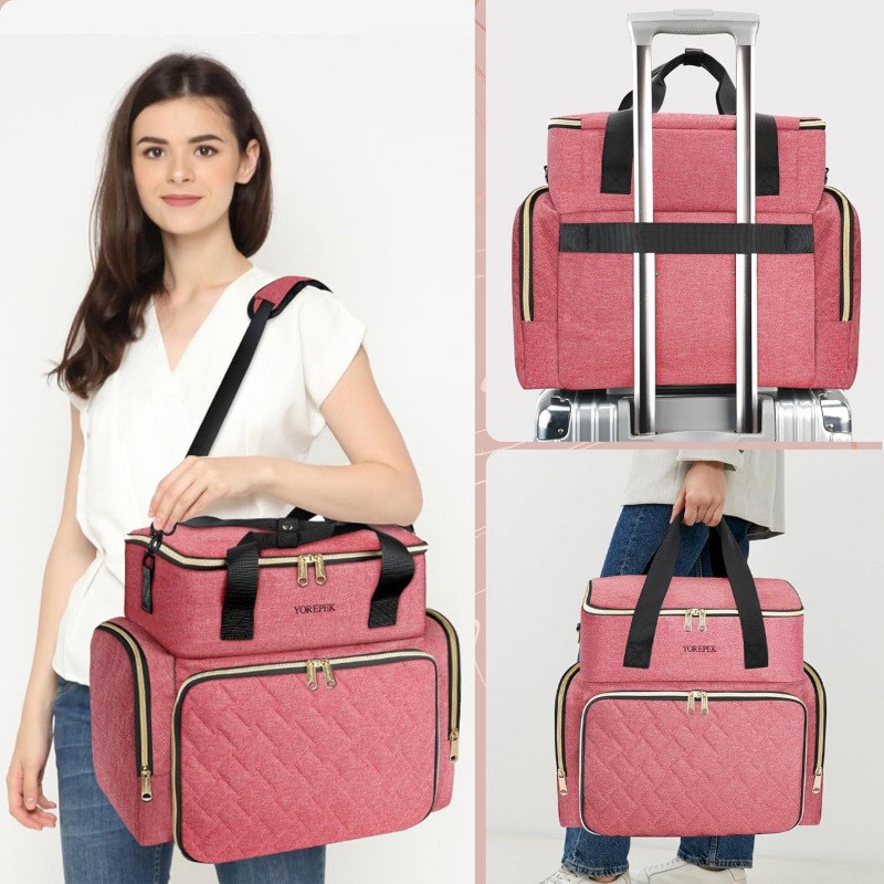 Nueva caja de almacenamiento de esmalte de uñas de doble capa, bolsa de acabado de esmalte de uñas con 2 bolsas extraíbles y kit de herramientas