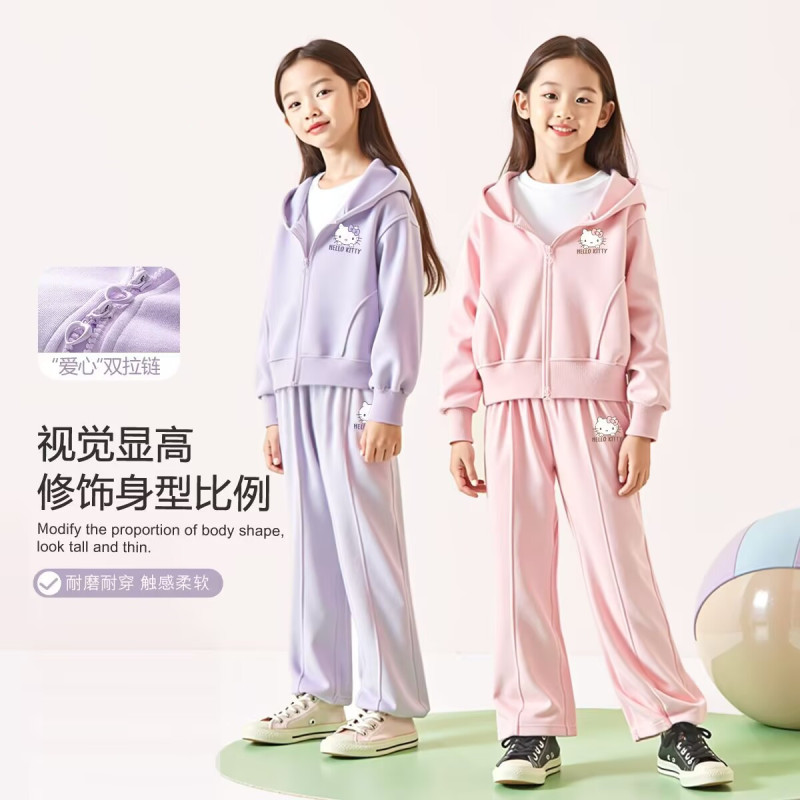 女童秋装套装新款紫色儿童运动服洋气拉链外套两件套女孩秋季衣服|undefined
