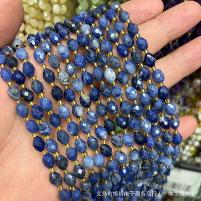 loose beads, spacer beads, DIY | Zərgərlik ara hissələri - blue-vein-stone-8x6mm-approximately-18-beads-per-strand-short-style