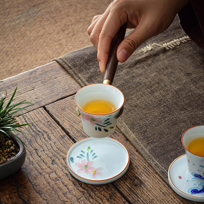 Pintado a mano taza de té estera creativa en relieve loto cerámica aislamiento estera Kung Fu juego de té ceremonia del té partes taza de té estera titular
