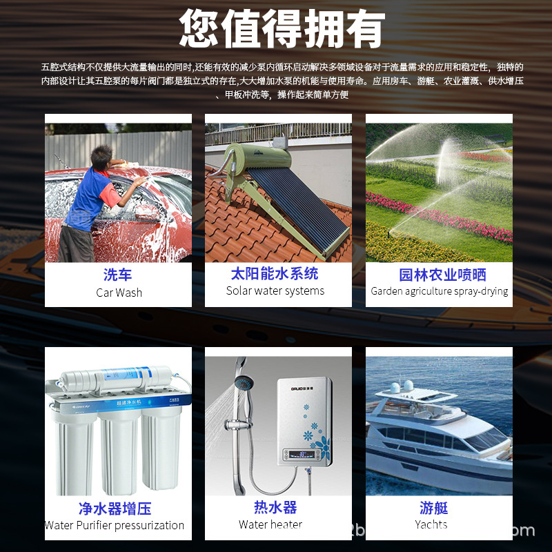 Bomba de agua de ducha de autoaspiración de alta presión bomba de diafragma industrial agrícola bomba RV bomba de aire automática mini portátil