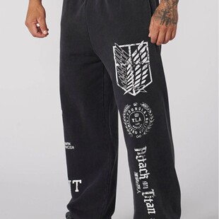 American Youngla Co-Branded Anime Attack on Titan Jogger Cotton Terry Printed Wide-Leg Pants