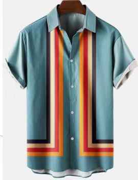 2023 nuevos hombres Hawaii europeo y americano ropa de los hombres impresión 3D del comercio exterior los hombres manga corta floja delgada camisa casual