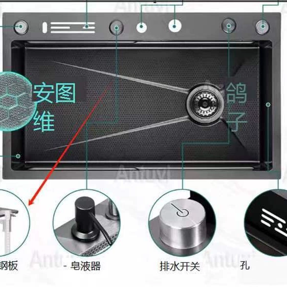 Feiyu Waterfall Sink Waterfront Dis washing dishwashing pond Multi -working large single slot house washing basin dishwashing slot suite