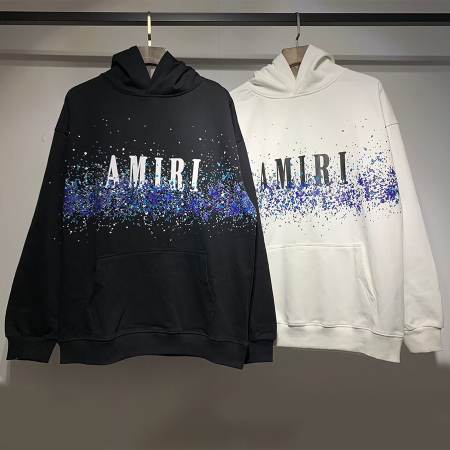 AMIRI suéter colección de letras de impresión transfronterizas 360 gramos de anillo masculino suelto casual sudadera encapuchada