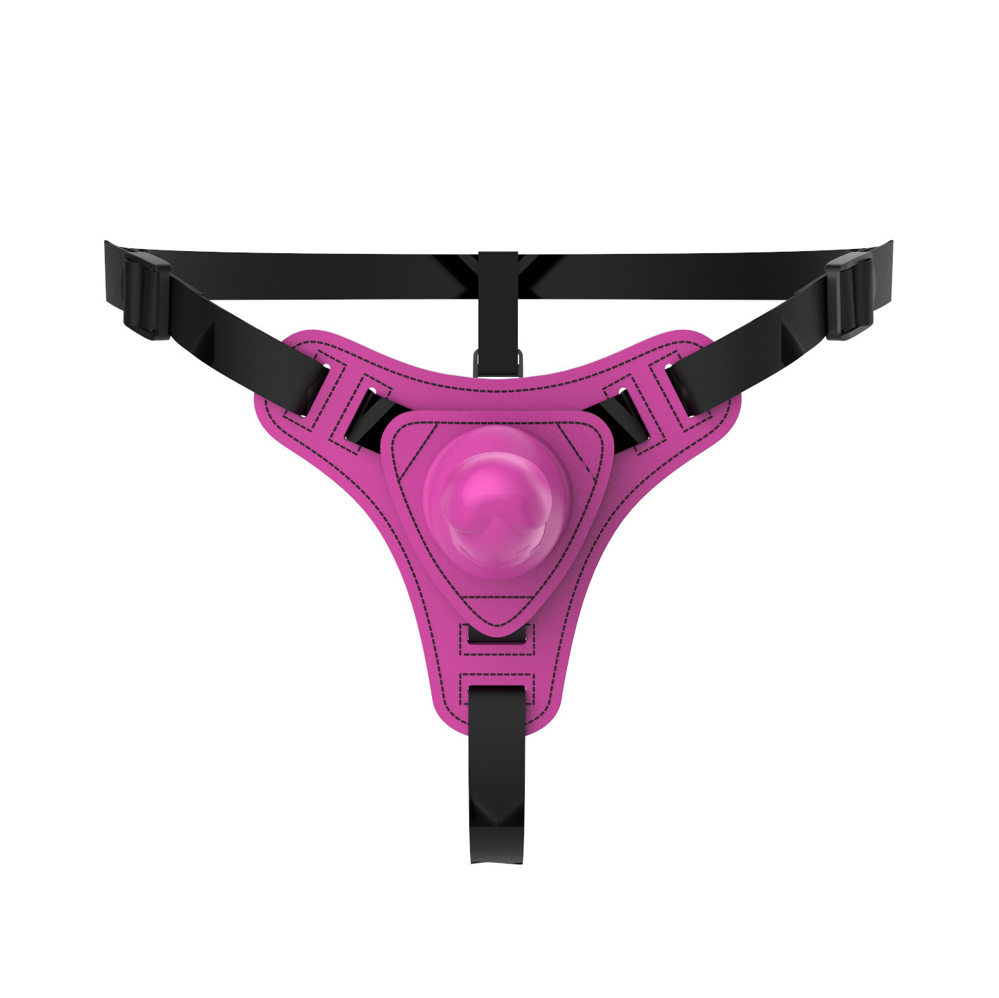 Wearable Strap-on Harness Pants with Silicone Dong, Rose Red, Large Size — detail image 4