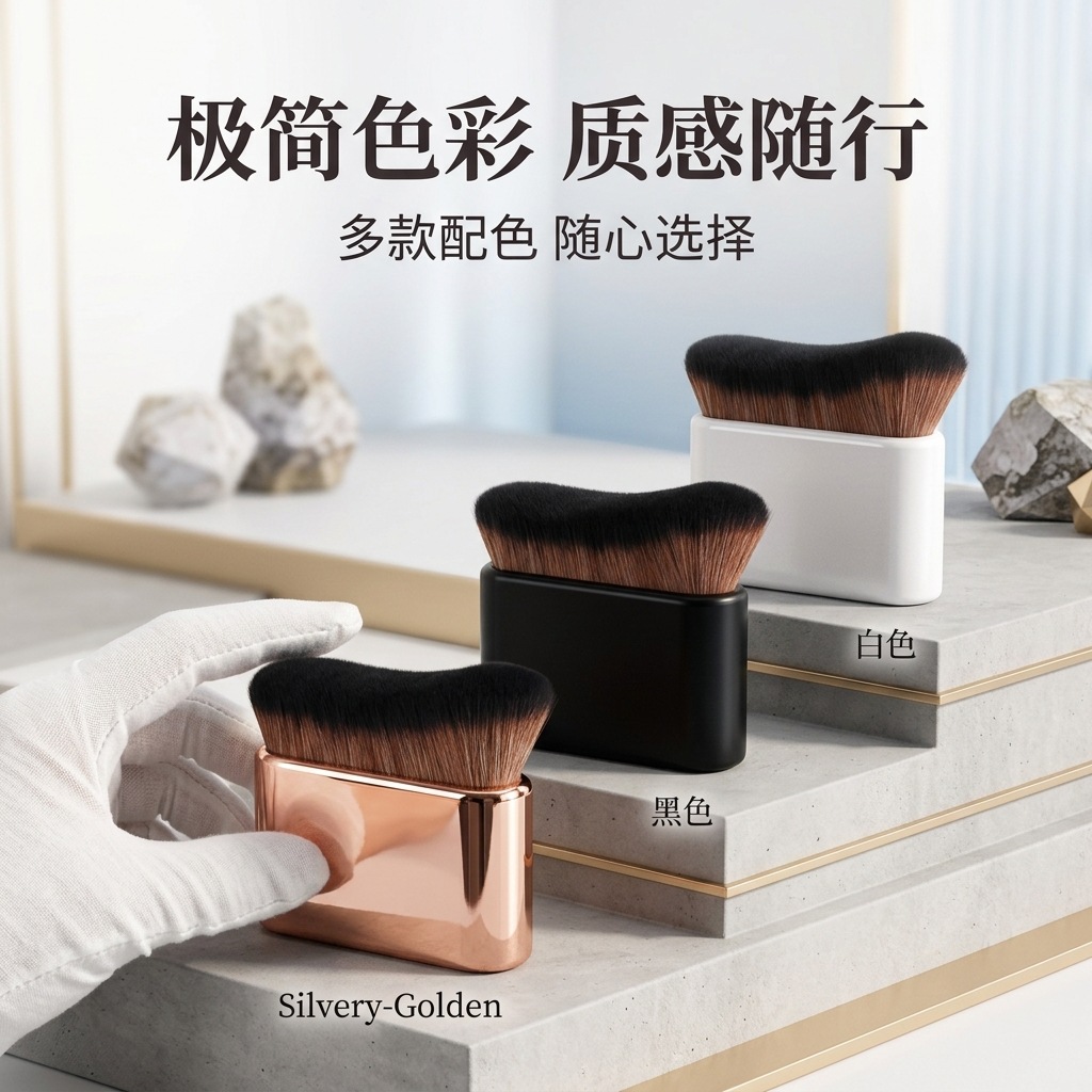跨境多功能身体扁刷 软毛化妆刷大号颈刷毛毛虫粉底 腮红散粉刷