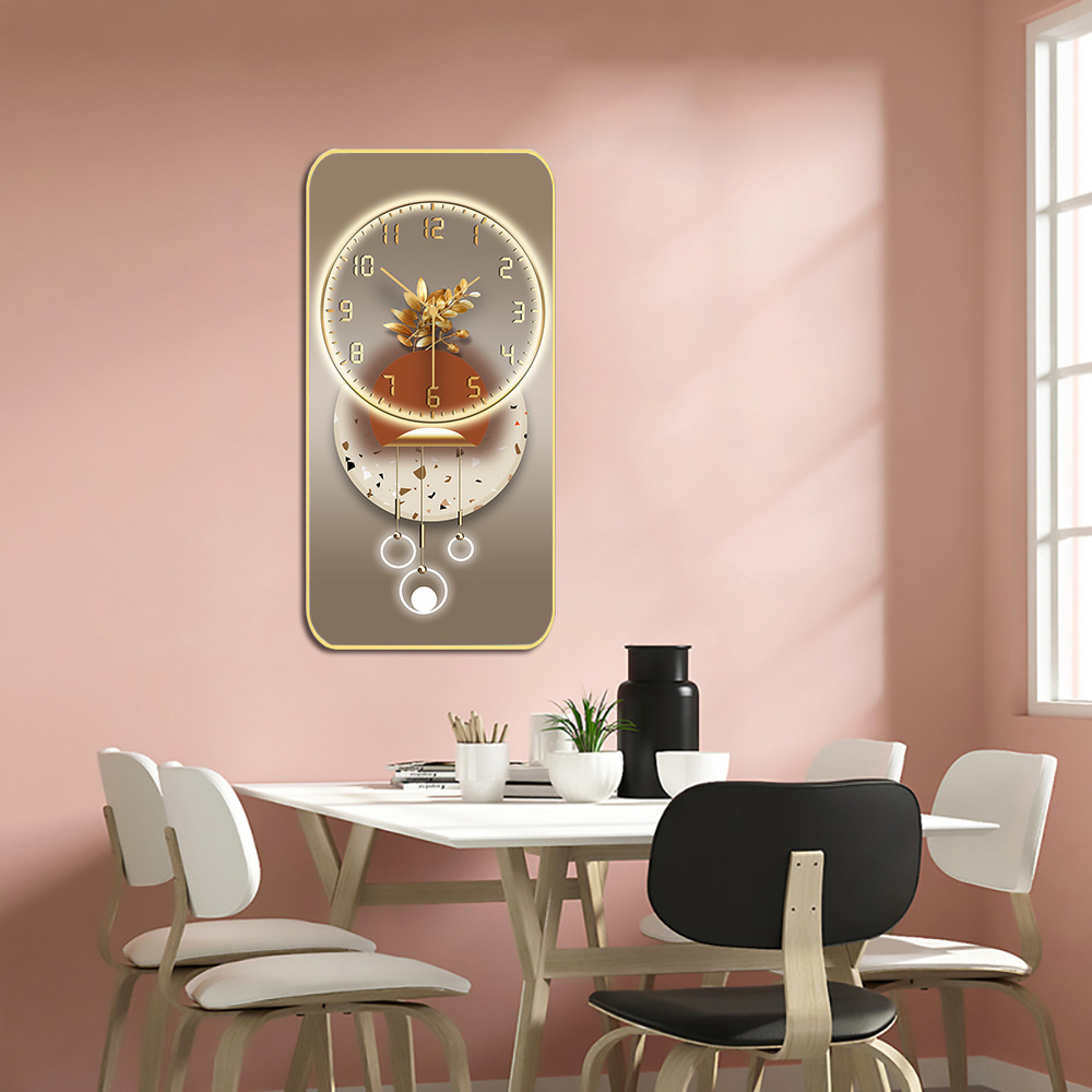 Pintura decorativa luz reloj mudo de lujo reloj moderno reloj de pared sala de estar hogar moda comedor reloj colgante de pared entrega