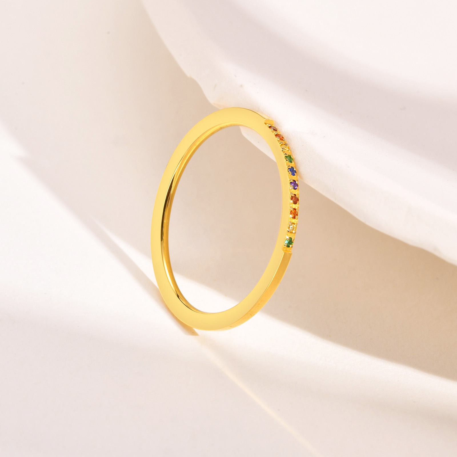 Fashion Geometric Stainless Steel Inlaid Zircon Rings