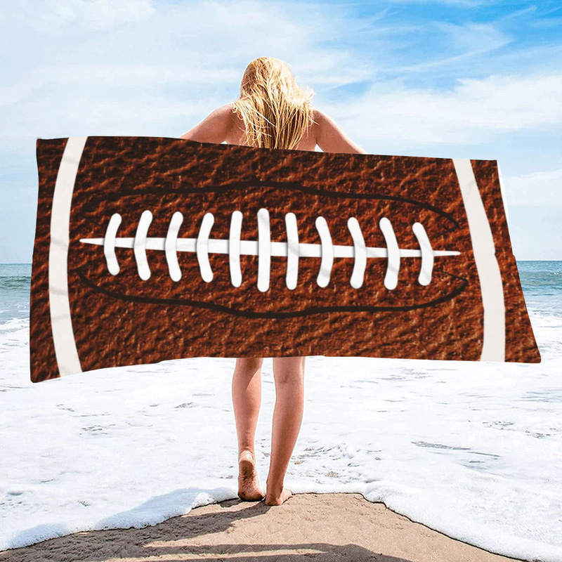 Brown Rugby Digital Printing Beach Towel Microfiber Double-sided Fleece Beach Towel Bath Towel Varied Beach Towel