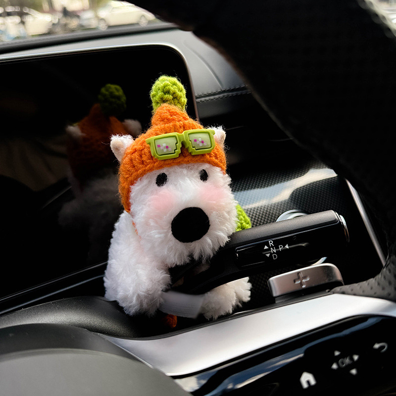 West Highland Car Car Bloque Decoración Luz de giro Muñeca de cachorro Limpiaparabrisas Muñeca Adornos de espejo retrovisor Mujer
