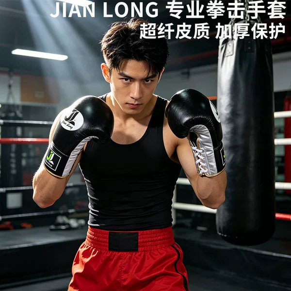 Arrow Dragon Professional Lace-Up Boxing Gloves, Ultra-Fiber Leather Gloves for Adults, Suitable for Sanda, Muay Thai, and Sandbag Training