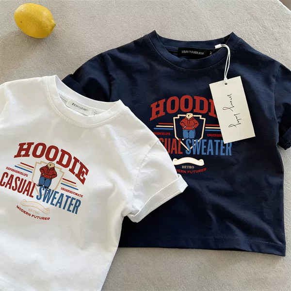 Summer New Children's Short-Sleeve T-Shirt for Boys and Girls 2026 Pure Cotton Children's Clothing Round Neck Cartoon Print Top Cross-Border Ins