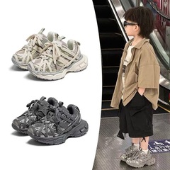 儿童老爹鞋2025新款春秋季男童做旧脏脏鞋蜘蛛侠绑带女童鞋子软底