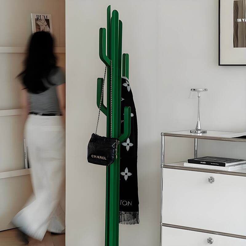 Cactus-Shaped Floor-Standing Coat Rack for Home Use in the Bedroom, Designer Creative Metal Clothes Rack, Standing Bag Rack