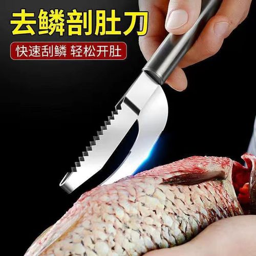 Fish scale planing fish belly knife household thickened stainless steel scale removal and belly breaking two-in-one fish scale scraper fish killing knife brush fish scales