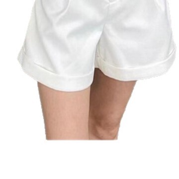 Women's Outerwear Short Pants 2025 Spring Korean Style High-Waist Slimming A-Line Workwear Casual Wide Leg Rolled Hem Short Pants