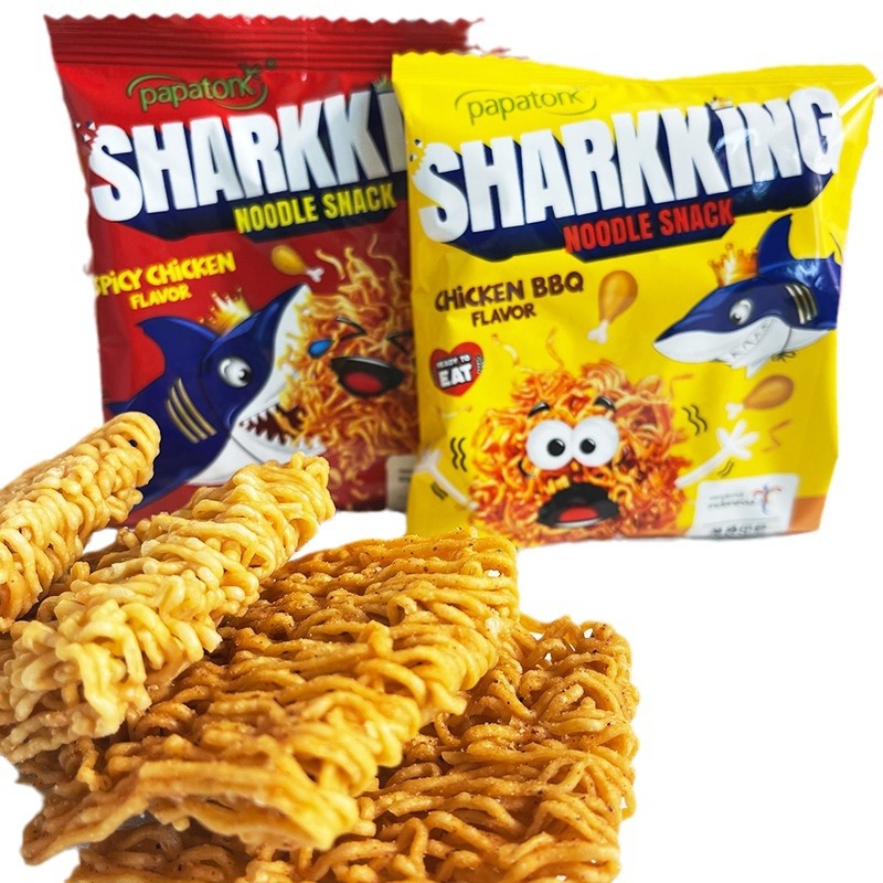 Indonesian-imported food: PaPaTong Shark Crispy Noodles – Crispy, Snackable Pasta for Convenient, Casual Enjoyment, Wholesale Pack of 14g