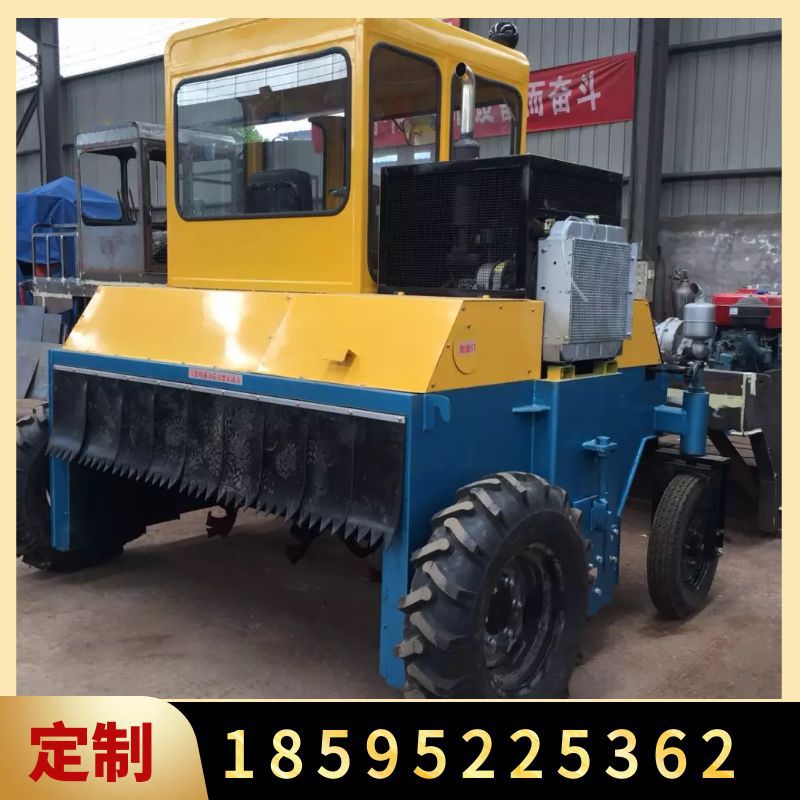 自走式有机肥翻堆机全自动发酵床翻耙机设备轮式猪粪鸡粪便翻抛机