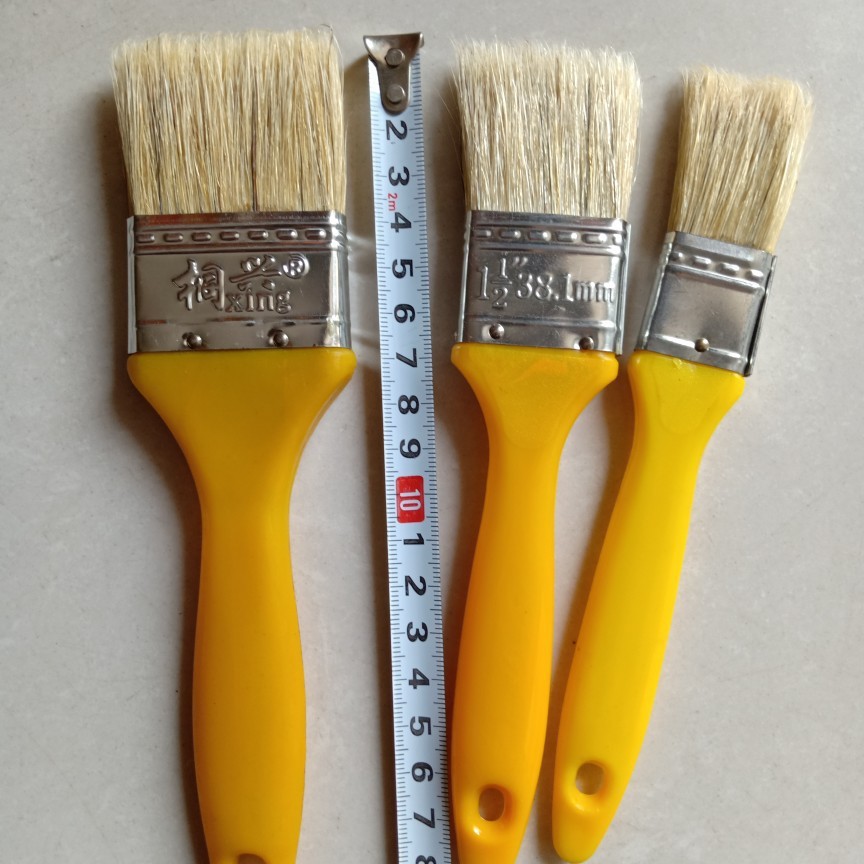 批发五羊黄塑柄毛刷纯猪鬃毛刷油漆刷烧烤刷子猪鬃工具刷