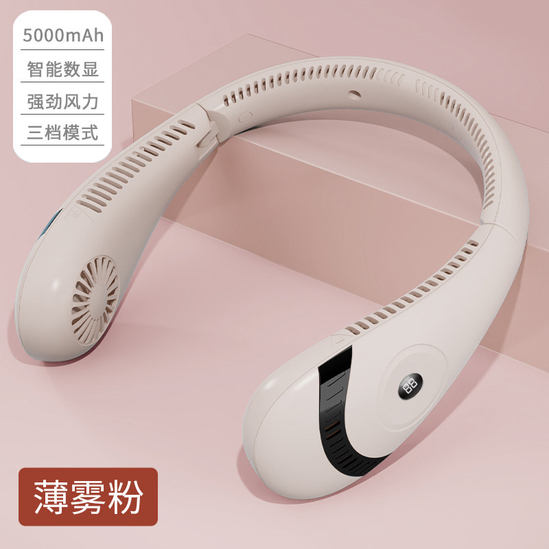 Ventilador de cuello colgante al por mayor de fábrica, tipo de cuello colgante perezoso, plegable, pequeño ventilador de cuello colgante recargable