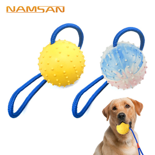 Pet Toy Ball Rope Rubber Training Interactive Bite-Resistant Puzzle Molar Teeth Cleaning Ball Factory Direct Sales One Piece Dropshipping