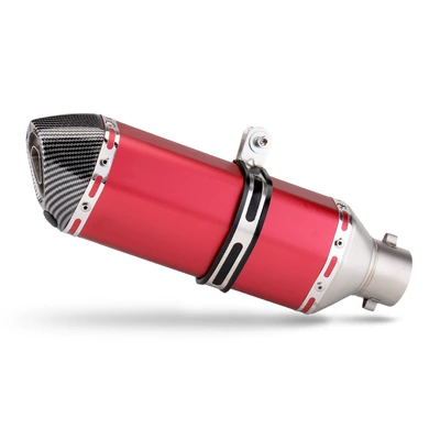 Gy6 Universal Exhaust Pipe Tail | Motorcycle exhaust pipe - 370-slant-tail-hex-red-imitation-head