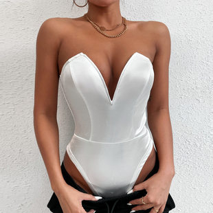 (Cross-border trading), base body-friendly overall, bodysuit, tube top, European style, tight, V-neckline