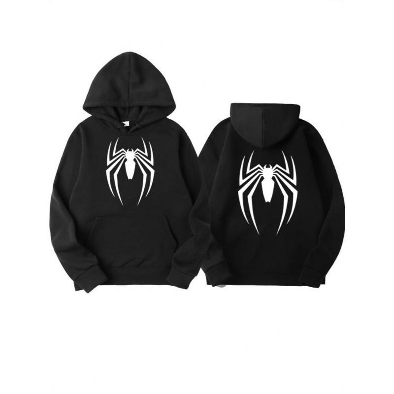 2026 New Men's Sweatshirt Street Fashion Spider Print Sweatshirt Wool Women's Casual Funny Loose Sweatshirt