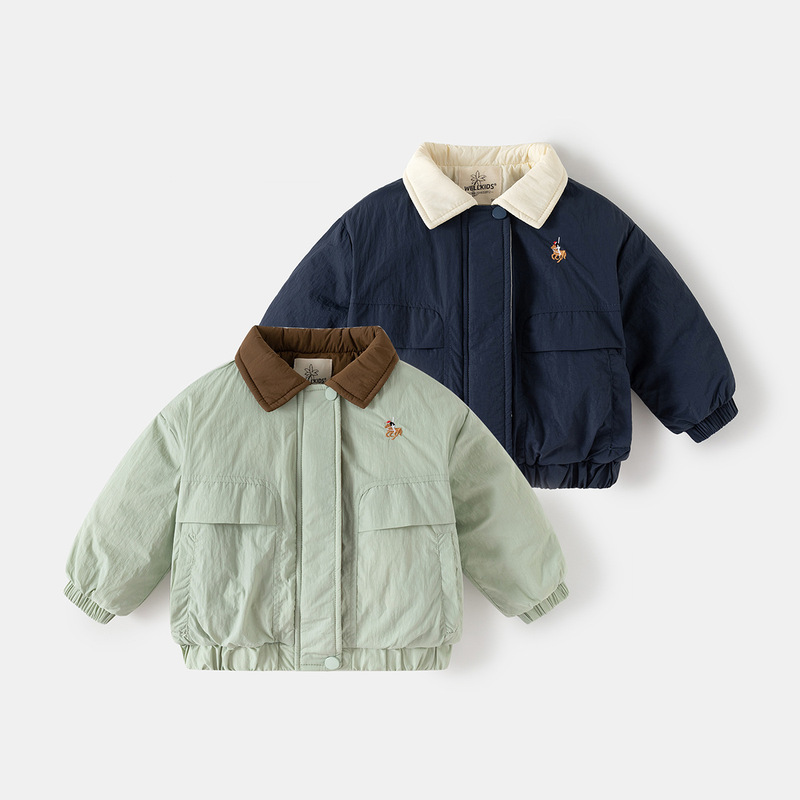 2025 New Winter Children's Clothing Boys' Lightweight Quilted Cotton Outwears Children's Contrasting Color Cotton Outwears Baby Outwears Children's Clothing Wholesale