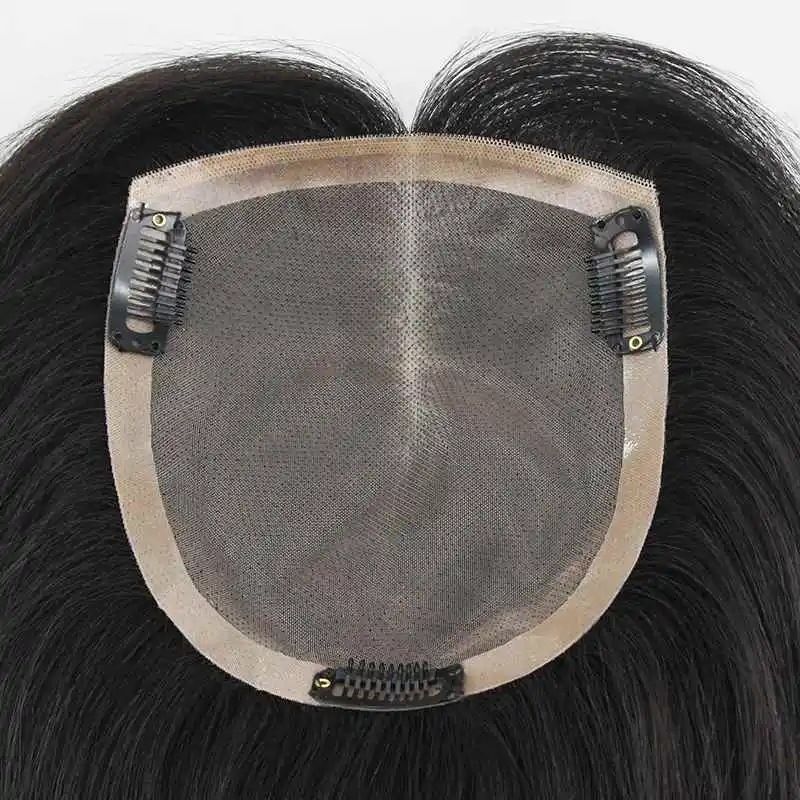 Peruca de cabello de mujer tejida a mano, bloque de cabello superior de malla 3 red suizo, pieza de cabello de malla dividida, wig de cabello humano