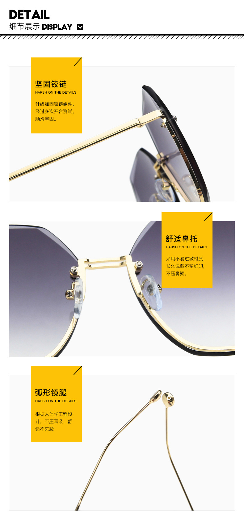 Fashion Frameless Uv Protection Sunglasses display picture 11