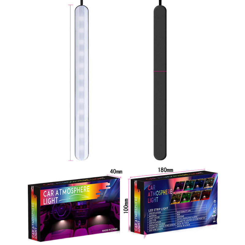 Luz de ambiente del automóvil, modificación gratuita en el automóvil, luz de ambiente LED de ocho colores, luz de pie usb del automóvil, luz de ritmo de música interior