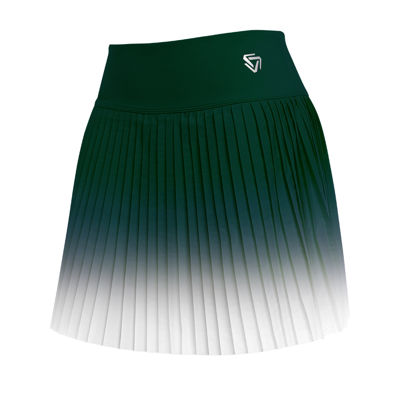 Falso de dos piezas anti-exposición deportes falda mujeres moda gradiente cinturón bolsillo deportes falda de secado rápido de cintura alta falda de yoga