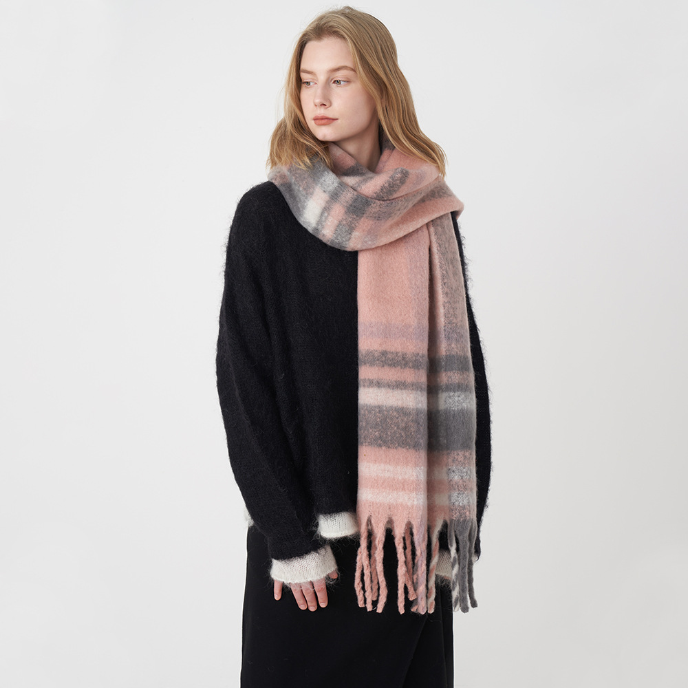 Winter Neue frauen Weiche Imitation Kaschmir Plaid Schal Französisch Schal Frauen_voghion.com