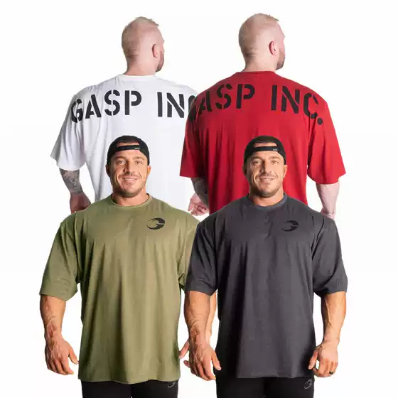 GASP Gestapo Fitness Bodybuilding Summer Muscle Training Running Basketball Loose European Size Short Sleeve T-shirt Mid-Sleeve Hair