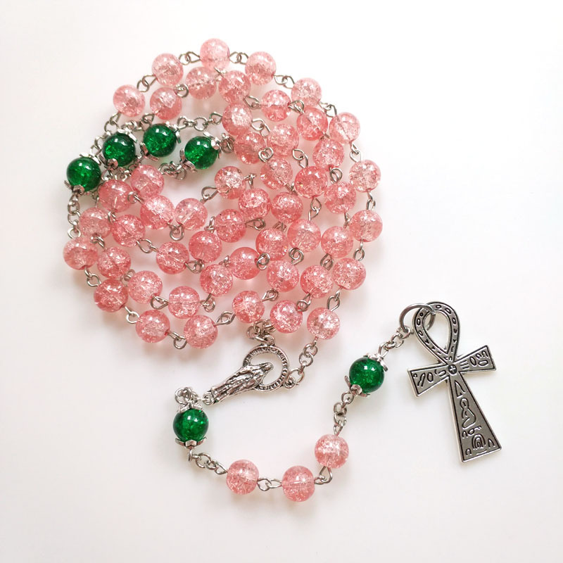 Rosenkranz Kette Mit Roten Glaskugeln Für Damen Und Herren_voghion.com