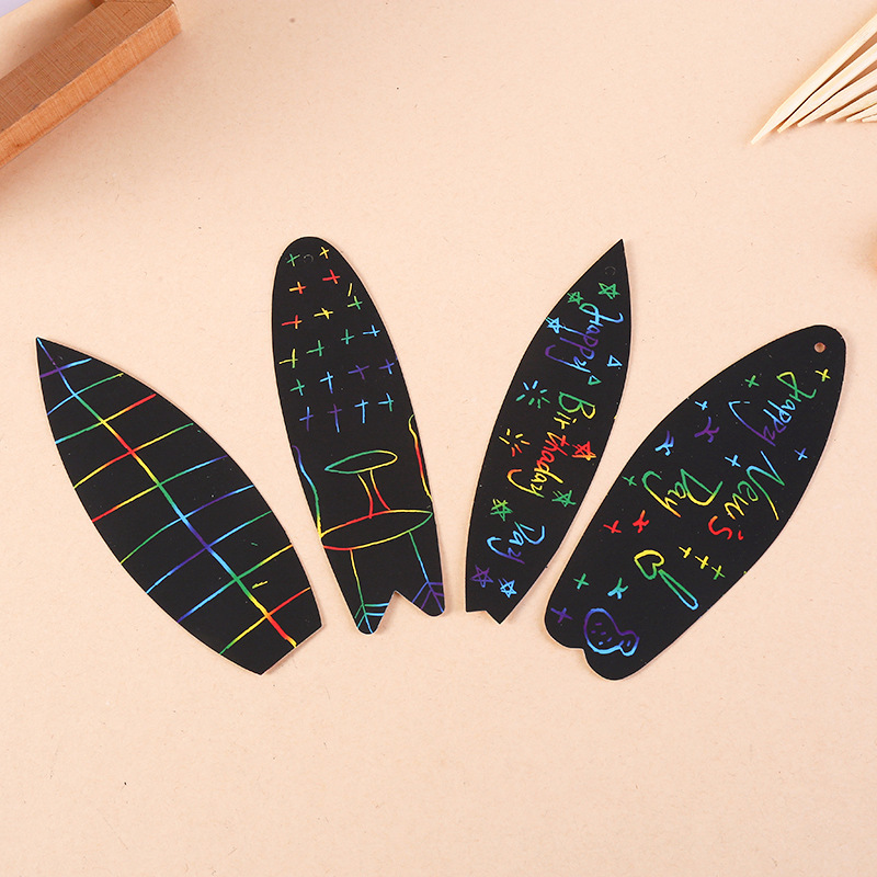 炫彩冲浪板刮画创意diy个性化刮刮画儿童手工美术涂色刮画纸批发