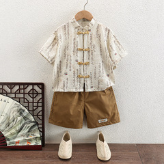 兒童男童夏裝套裝夏季中國風唐裝兩件套寶寶夏天新中式漢服薄款潮
